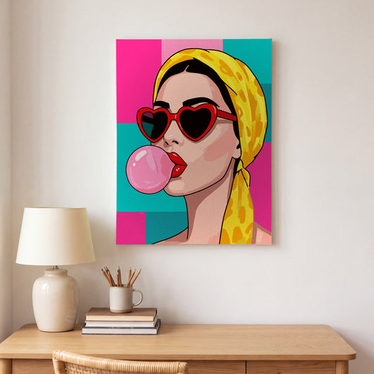 Pop Art Sunglasses paint by numbers, finished and hung on the wall
